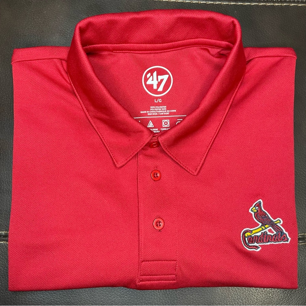 St. Louis Cardinals MLB ‘47 Brand Ladies Red Polo Shirt Size Large